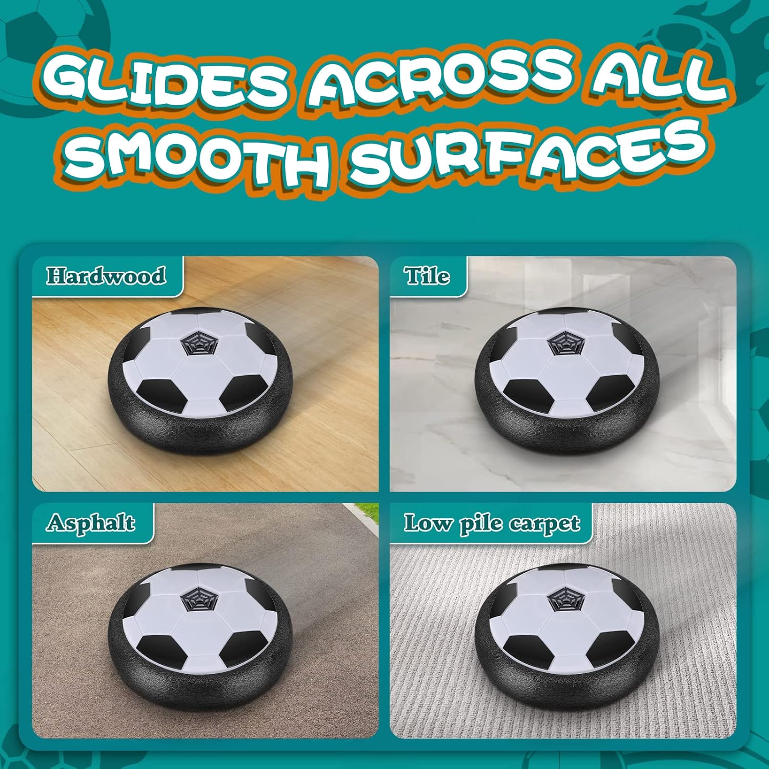 Air Floating Soccer Toy with LED Lights and Foam Bumper