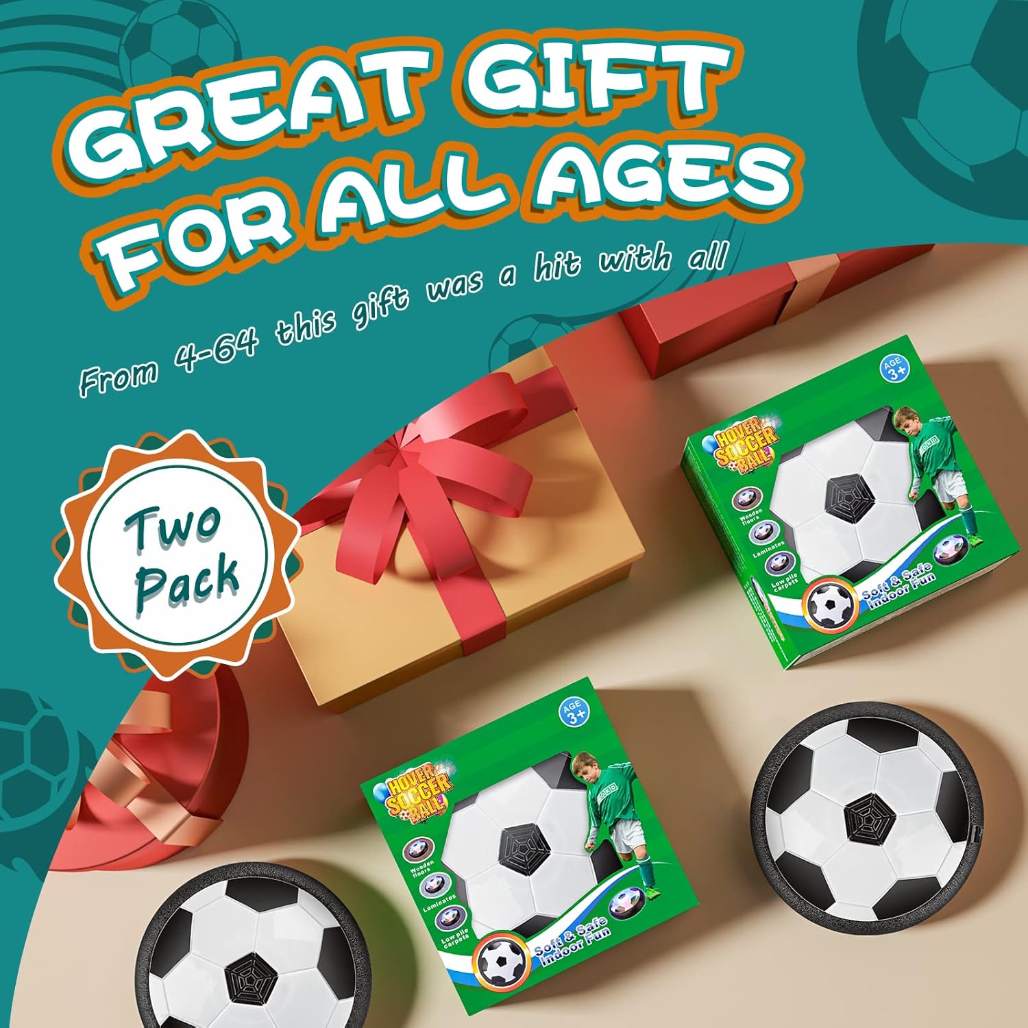 Air Floating Soccer Toy with LED Lights and Foam Bumper